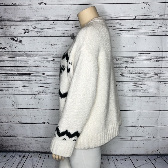 H&M Size XXL Ivory - Black Moose Wool/Alpaca Blend Sweater Top - Picture 3 of 6